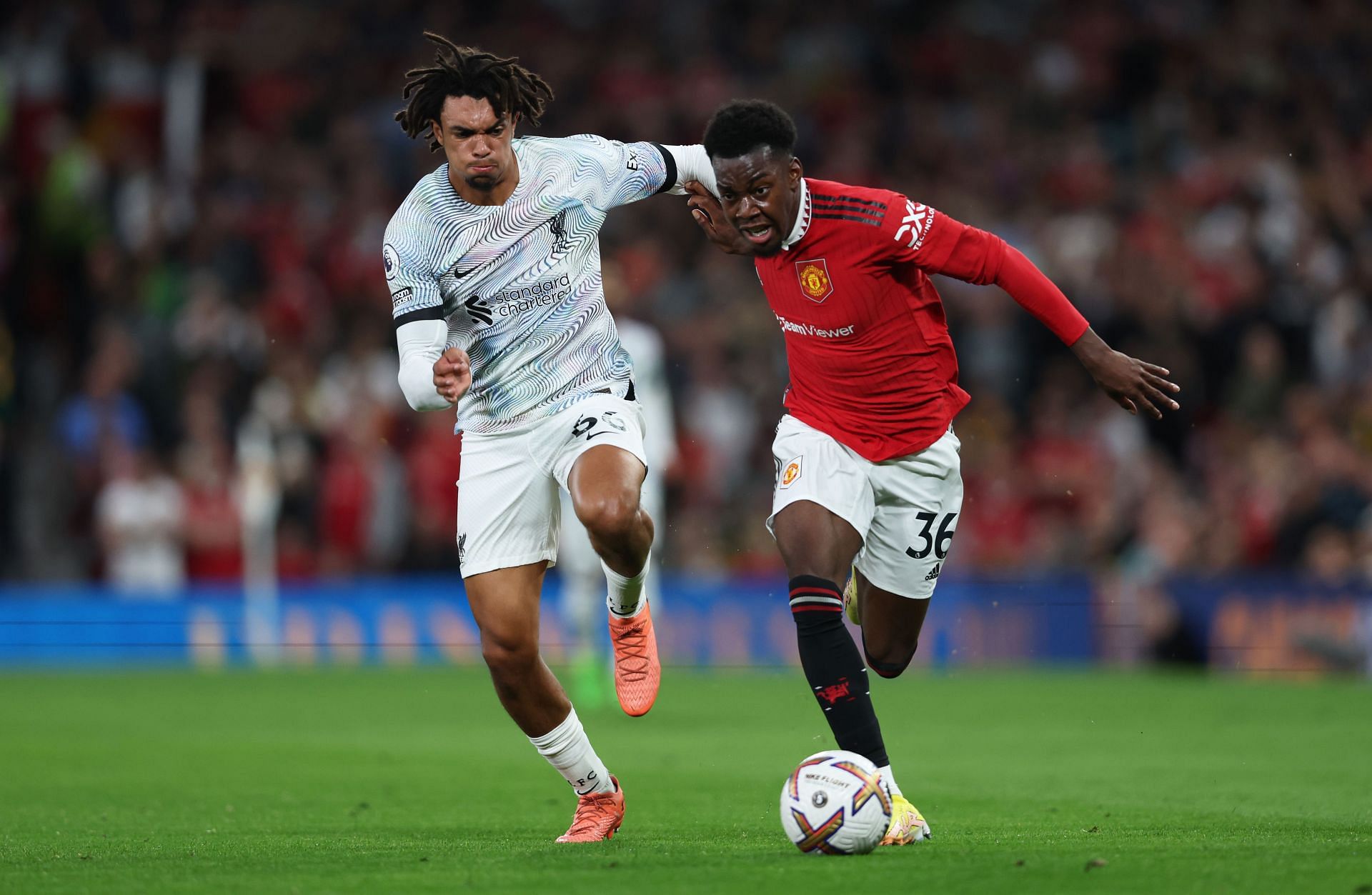Antony Elanga (right) was not allowed to leave on loan this summer.